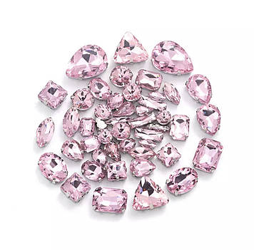 Мікс страз  Lt Rose в срібних цапах (уп 50шт)