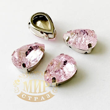 Стрази в ланцюгах, Крапля, колір Frosted Lt Rose, (вибрати розмір), 1 шт.