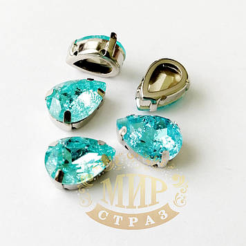 Стрази в ланцюгах, Крапля, колір Frosted Aqua, (вибрати розмір), 1 шт.