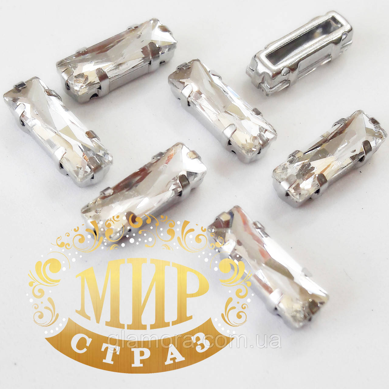 Стрази в ланцюгах Люкс, 5х15мм, форма Прямокутник, колір Crystal, 1 шт.
