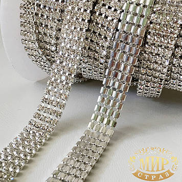 Стразовий 4-рядний ланцюжок, колір Сrystal 1 м