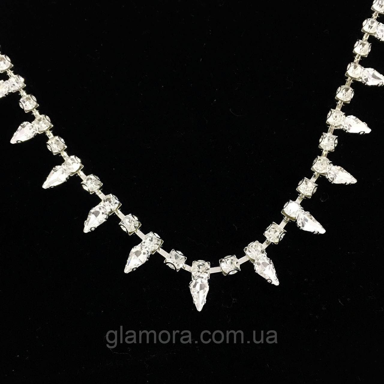 Стразова тасьма, Crystal (висота 1,7 см) *1 м, фото 1