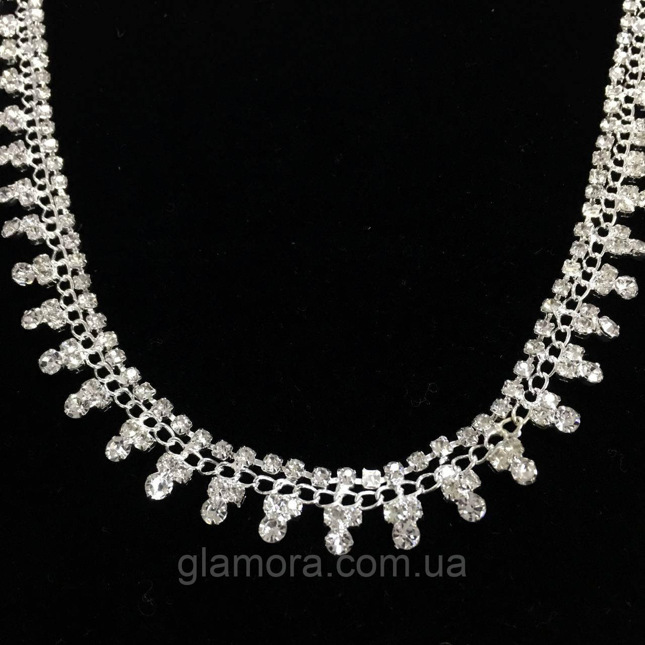 Стразова тасьма, Crystal (висота 1,7 см) *1 м, фото 1