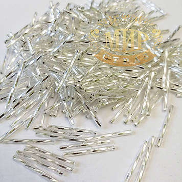 Стеклярус кручений Jablonex, колір Silver (розмір на вибір)