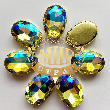 Овали в золотій оправі Колір Citrine AB Розмір 10х14 мм