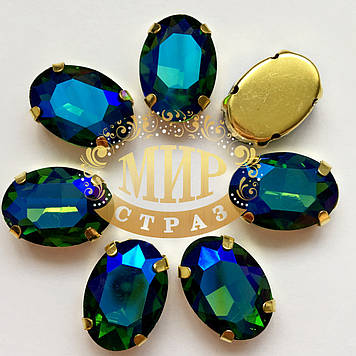 Овали в золотих ланцюгах Колір Green AB Розмір 10х14 мм