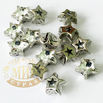 Стрази в ланцюгах Зірочки, розмір 10х10мм, колір Crystal, 1 шт.