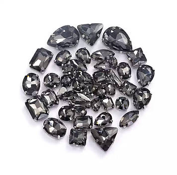 Мікс страз  Black Diamond в срібних цапах (уп 50шт)