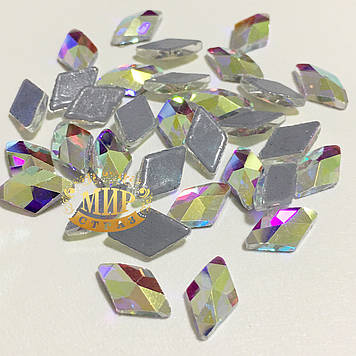 Термострази-ромби №6 , 10х5мм, колір Crystal AB, 1шт