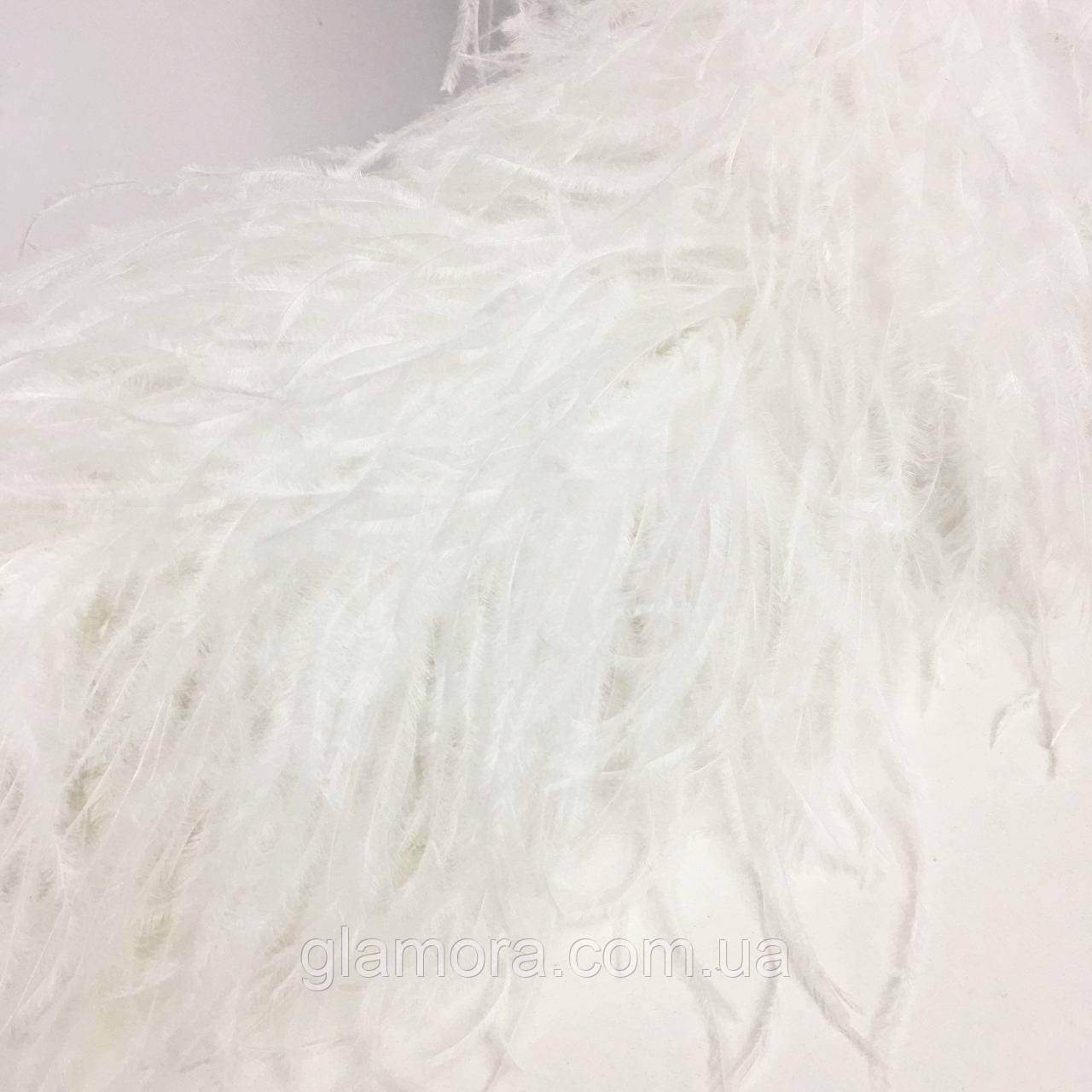 Страусове боа De'Lux TM "Glamora", двошарове, колір White (017), 1 м
