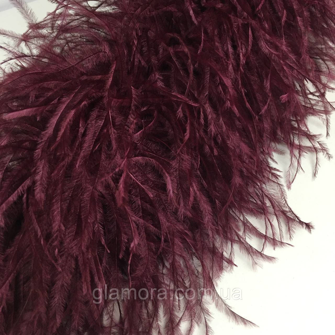 Страусове боа De'Lux, TM "Glamora" шестишарове, колір Maroon (034), 1 м