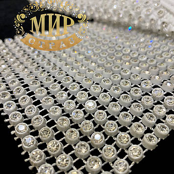 Стразова сітка (біла основа) Сrystal (ss16), відрізок 50х11см