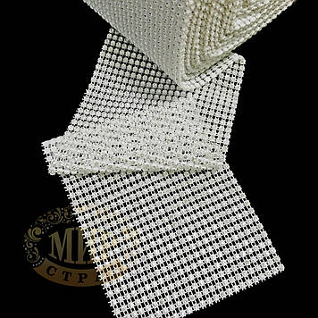 Стразова сітка (біла основа) Сrystal (ss10), відрізок 50х11см