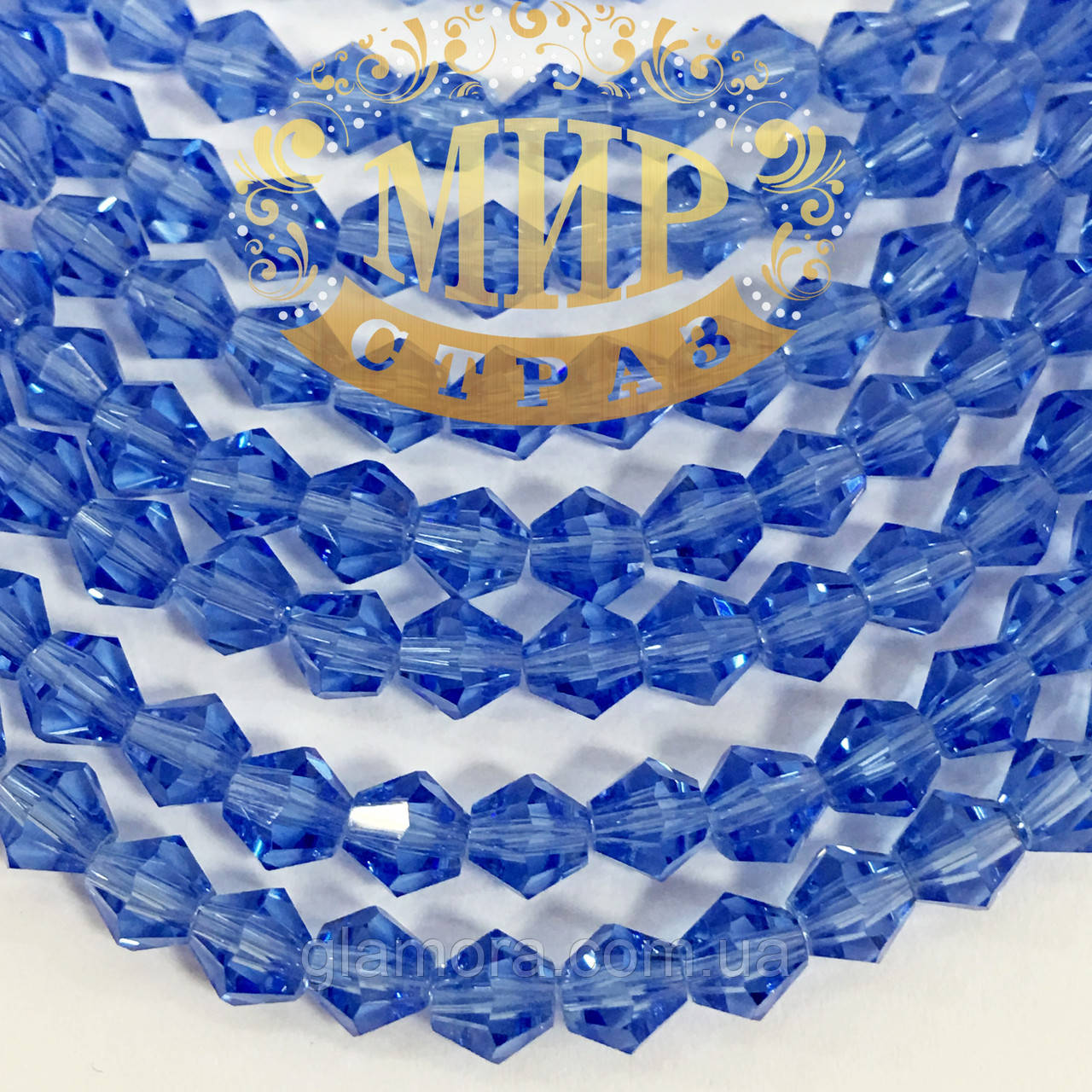 Бусини біконус 4 мм Колір Lt Sapphire 1 шт., фото 1