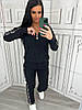 Стильний жіночий теплий костюм Stella зимовий зі стразами S-XXL (трихнитка на флісі Туреччина) чорний, фото 5