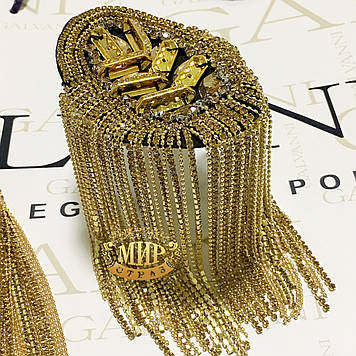 Еполети стразовые, колір Gold, №7 1 пара