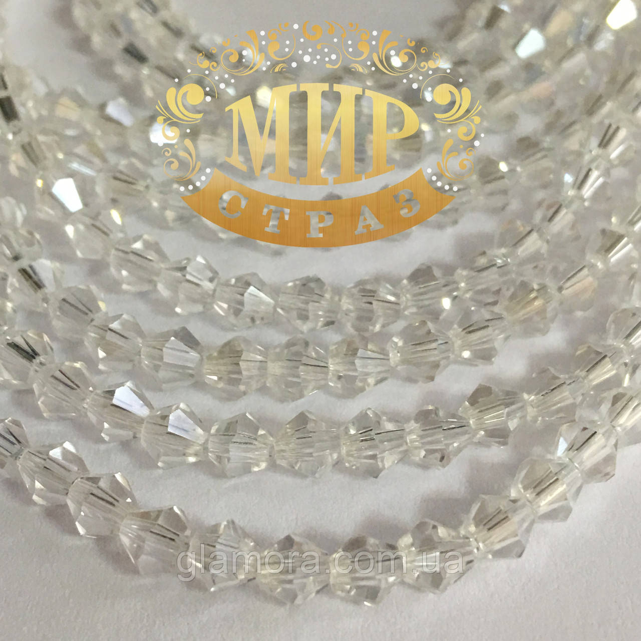 Бусини біконус 3 мм Колір Crystal 1 шт.