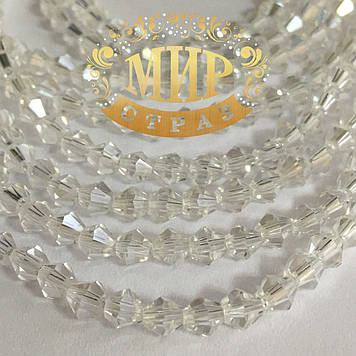 Бусины биконус 3мм  Цвет Crystal AB(хамелеоны) 1 шт.