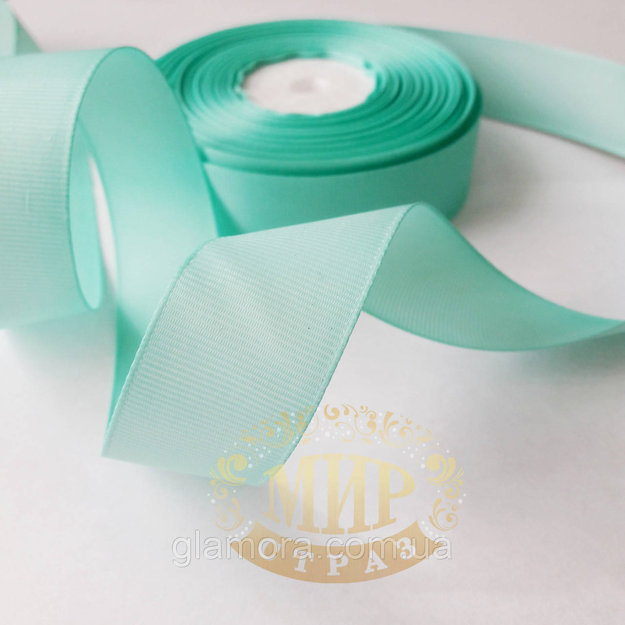 Стрічка репсова, ширина 2,5 см, колір Mint, 1 м, фото 1