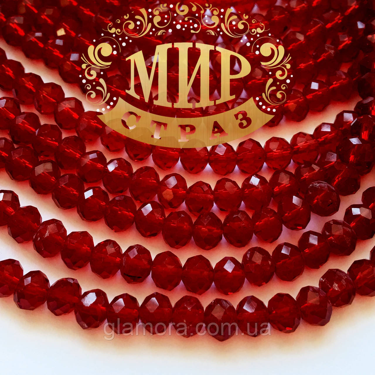 Бусини ронделі 4х6мм Колір Siam *1шт, фото 1