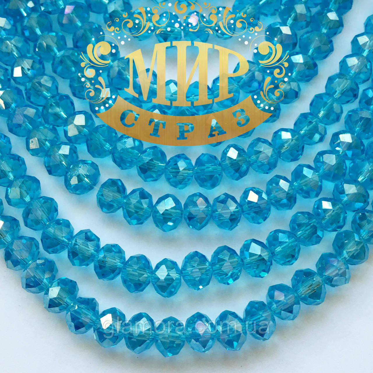 Бусини ронделі 4х6мм Колір Aqua AB 1 шт., фото 1