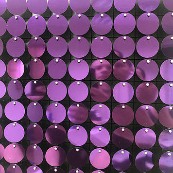 Круглі паєтки 30 мм, на чорному планшеті, колір Purple, 1 шт.