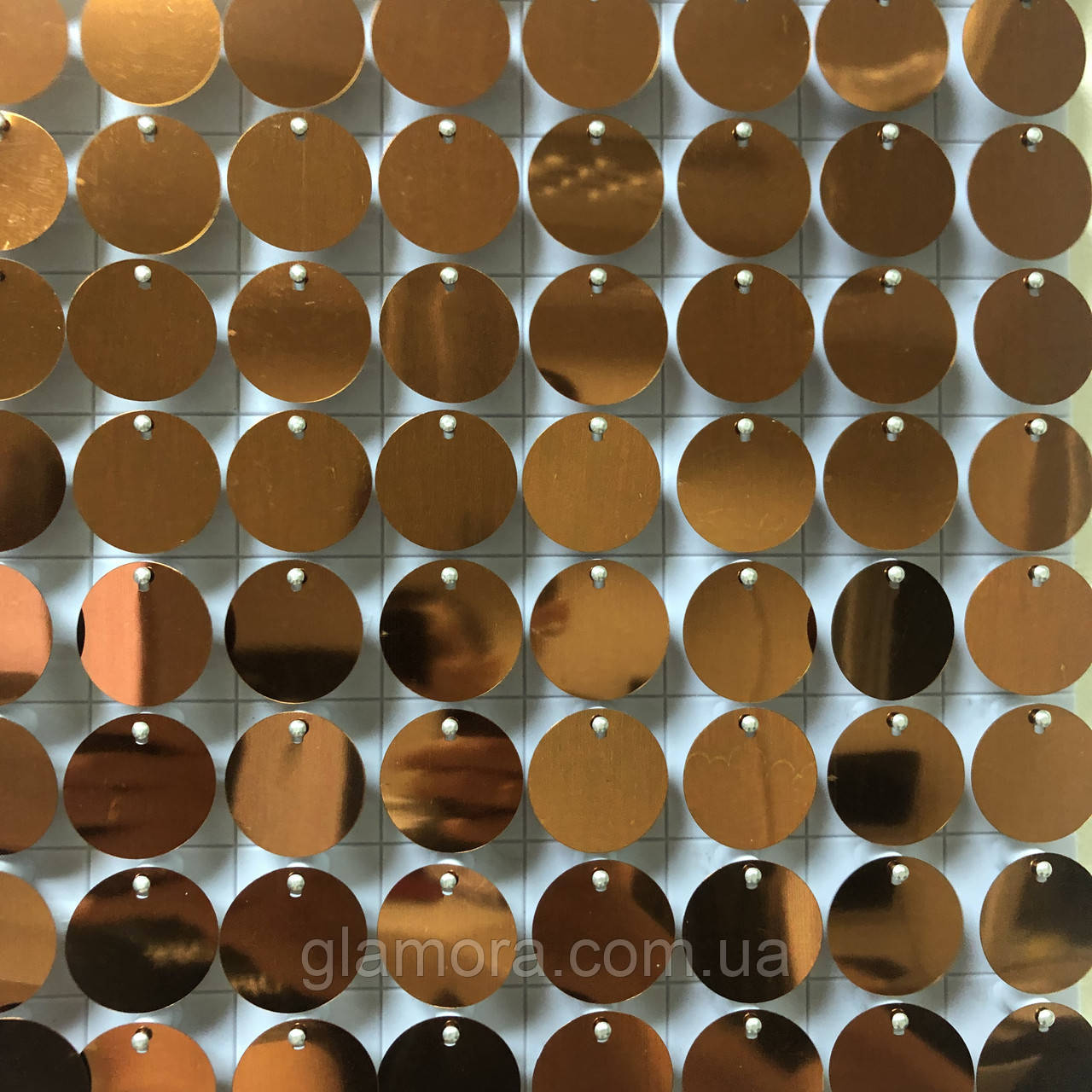 Круглі паєтки 30 мм, на білому планшеті, колір Rose Gold, 1 шт., фото 1