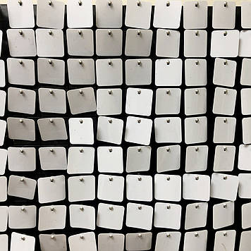 Квадратні паєтки 30 мм, на чорному планшеті, колір White, 1 шт.