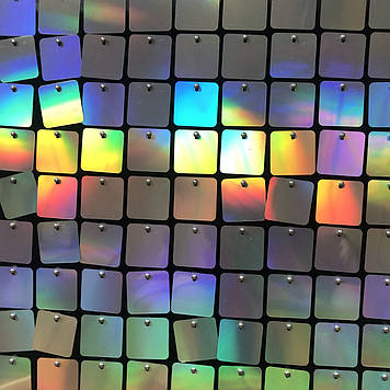 Квадратні паєтки 30 мм, на чорному планшеті, колір Rainbow, 1 шт.