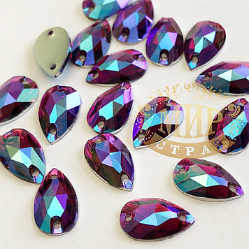 Пришивна крапля, синтетичне скло, 7х12мм Dark Siam AB, 1 шт.