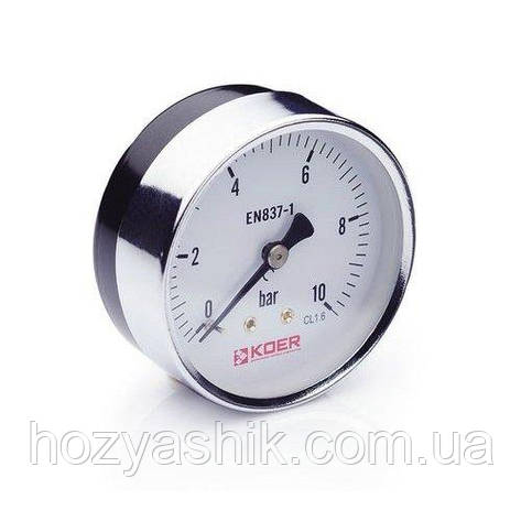 Манометр аксіальний 10 bar, D=63мм, 1/4'' "Koer", фото 1