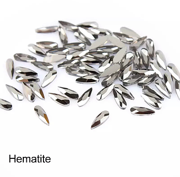 Стрази для нігтів колір Hematite, розмір 2*6 мм 1 шт.