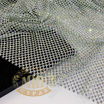 Стрейчева стразова сітка біла Crystal ( 2 види  на вібір), 1 пог.м