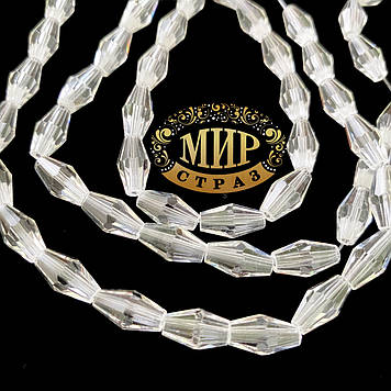 Витягнутий біконус 6*12 мм, колір Crystal, 1 шт.