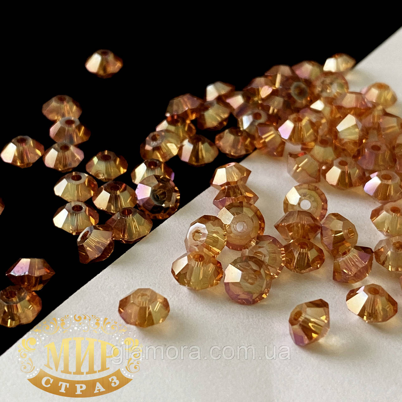 Біконус плоский, 4*6 мм, колір Tangerine, 1 шт., фото 1