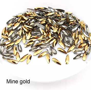 Каміння для нігтів Mine Gold,  розмір 2*6мм 1шт