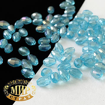 Бусина овальна, 4*6 мм, колір — Aqua AB