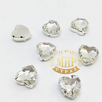 Сердечка в ланцюгах, колір Crystal, розмір 10 мм, 1 шт.