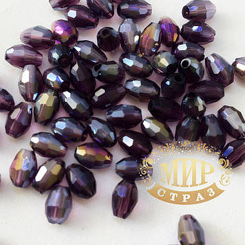 Бусина овальна, 4*6 мм, колір — Purple AB