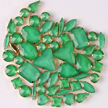 Набор страз в золотых цапах Сandy Emerald *50шт