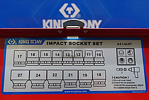 Набір ударних головок 1/2" 10-27мм 14шт 6-гранні в кейсі KING TONY 4414MP, фото 6