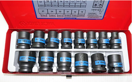Набір ударних головок 1/2" 10-27мм 14шт 6-гранні в кейсі KING TONY 4414MP, фото 1