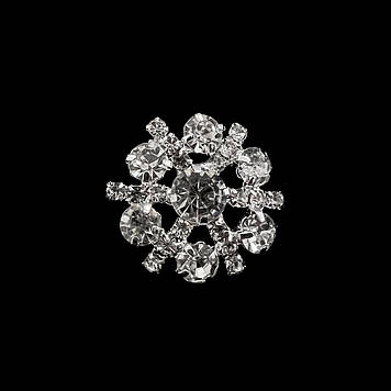 Стразовий ґудзик із металевим вушком 30 мм*1 шт., колір Crystal
