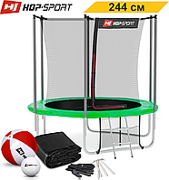 Батуты детские и для взрослых Hop-Sport 244 см. Зеленый с внутренней сеткой - 3 ножки / Батуты для детей