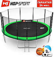Батуты детские и для взрослых Hop-Sport 488 см. Зеленый с внешней сеткой / Батуты для детей Германия