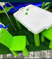 Детский стульчик и стол с комплектом для игры в аэрохоккей Зелёный 04580/2