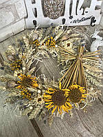 Венок пасхальный с ангелом из натуральных материалов на двери. Венок на Пасху, Д 35 см