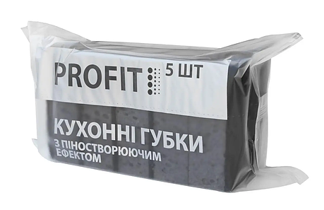 Губка пориста кухонна "Profit" 5 шт (чорна), фото 1