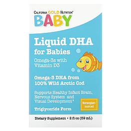 Omega-3 Baby's DHA Omega-3s with Vitamin D3 1050 мг California Gold Nutrition 59 мл