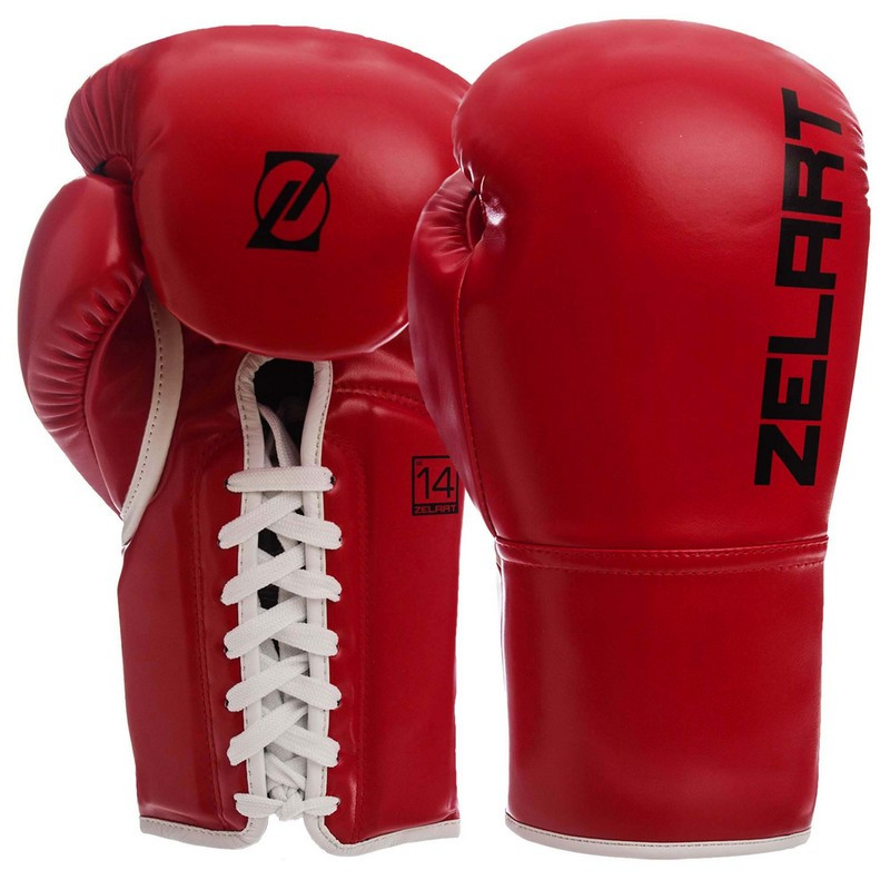 Боксерські рукавички на шнурівці PU Zelart BO-1348 (розміри 10-14 унцій)